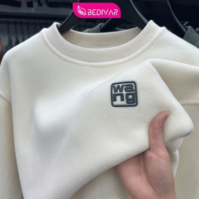 เสื้อกันหนาวคอกลมคู่ของผู้ชายเสื้อกันหนาวสีทึบฤดูหนาวที่อบอุ่นแฟชั่นบวกเสื้อ จุดต่ําสุด