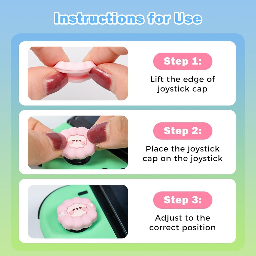 Thumb Grip Caps, 4 ชิ้นน่ารักจอยสติ๊กฝาครอบใช้งานร่วมกับ Switch/OLED/Switch Lite, ซิลิโคนเกรดอาหาร Thumbstick ฝาครอบสําหรับสวิทช์