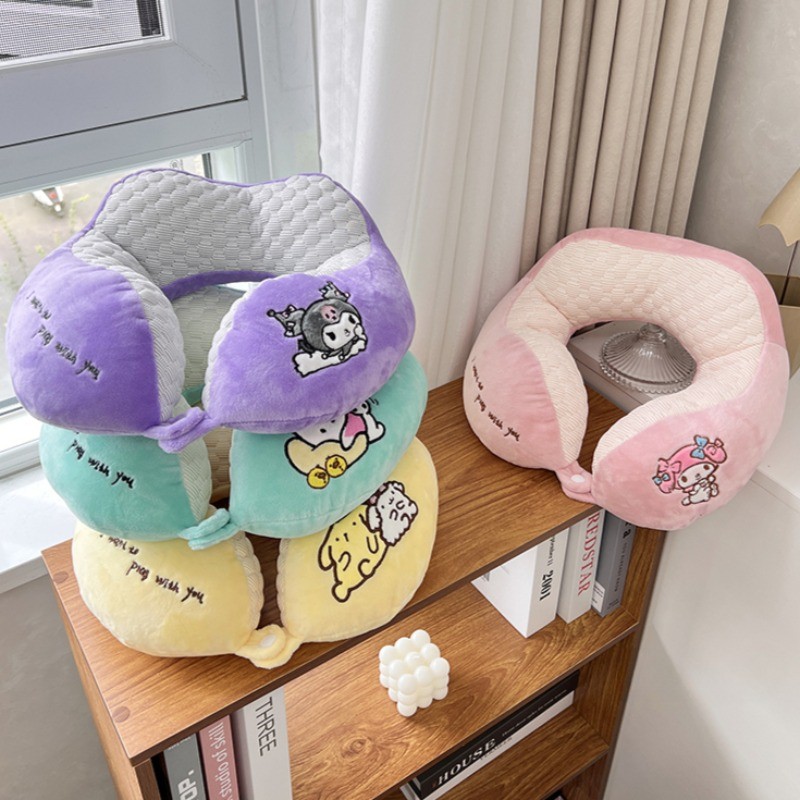 อะนิเมะ Sanrio U-รูปหมอนตุ๊กตาการ์ตูน Kuromi Cinnamoroll หมอนรองคอ My Melody หมอนเดินทางของเล่นเด็กผู้หญิง