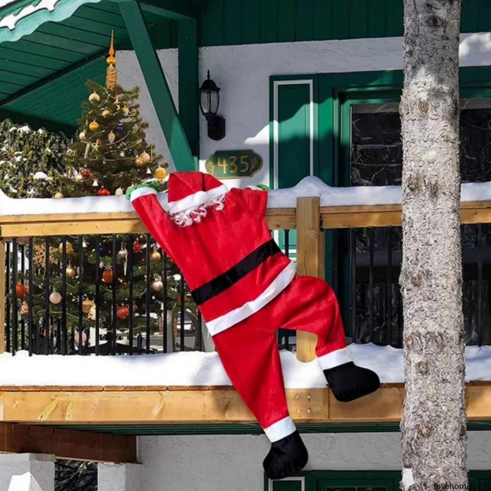 1m กํามะหยี่ Santa Claus Wall Climbing คริสต์มาส Santa Claus ปีนเขาประตู Xmas แขวนตกแต่งหน้าต่างแขวนตกแต่งกลางแจ้ง