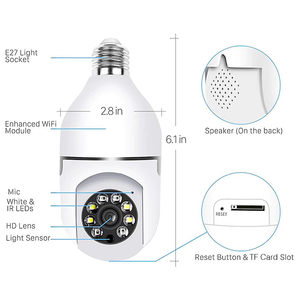 กล้องวงจรปิด WiFi 360 Panoramic Bulb Camera 1080P thumbnail 3