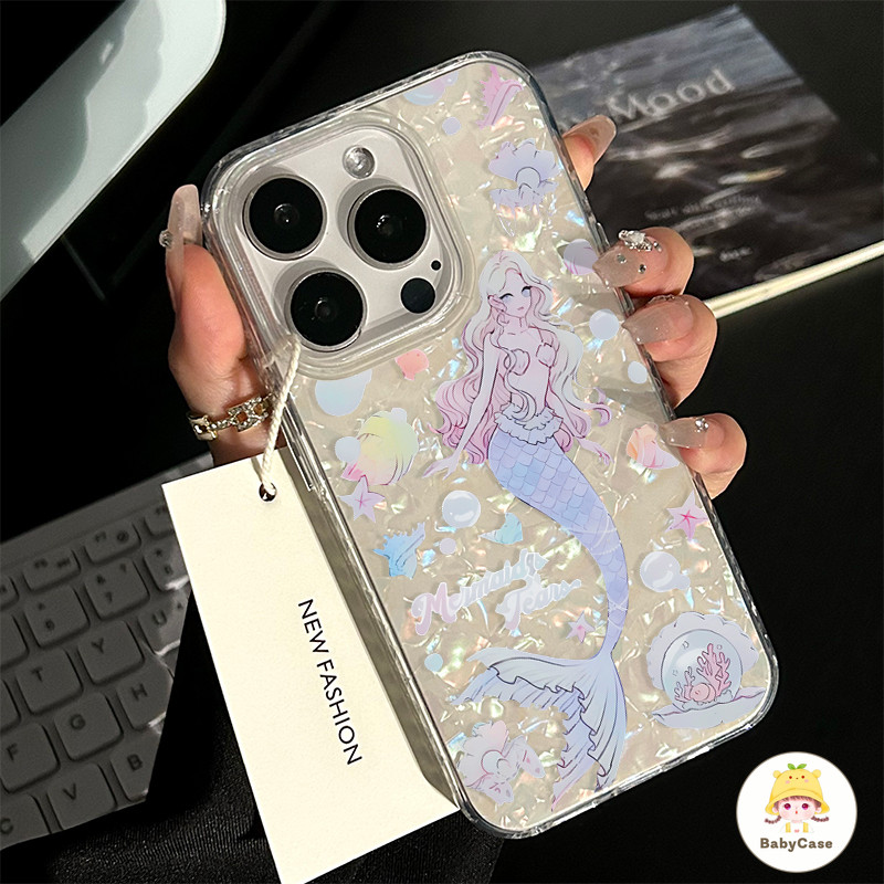 การ์ตูนนางเงือกเจ้าหญิงเชลล์รูปแบบอ่อนนุ่ม เคสไอโฟน 11 16 15 13 14 12 Pro Max XR 7Plus 8 16 14 15 Plus X XS Max SE 2022