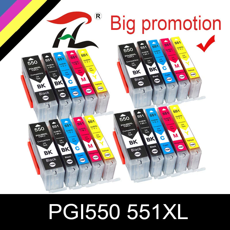 20PCS PGI550 XL Canon CLI 551 PGI 550ตลับหมึกสำหรับ Pixma IP7250 IX6850 MG5550 MG5650 MG6450 MG6650 