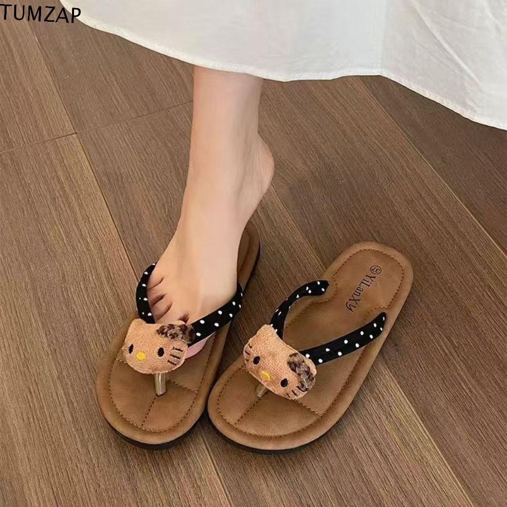 Tumzap Sherry May Flip Flops, Push Doll Anti Slip Beachwear Flip Flops,จุดด้านล่างนุ่มการ์ตูนคลิปนิ้วเท้ารองเท้าแตะผู้หญิงชายหาดวันหยุด
