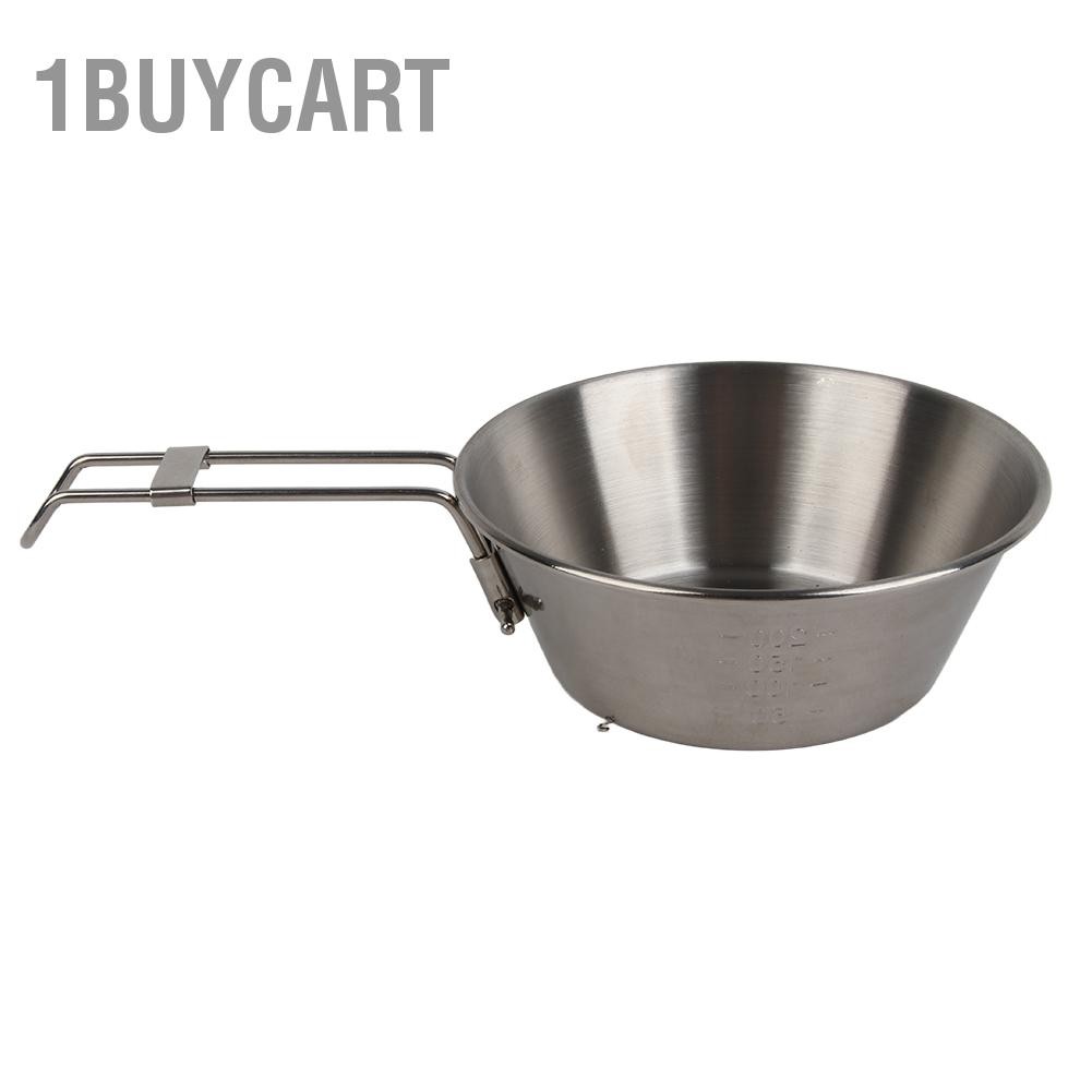 1Buycart ชามพับได้แคมป์ปิ้งสแตนเลสอเนกประสงค์แบบพกพาพับได้ชามสำหรับปิคนิคบาร์บีคิว 300มล
