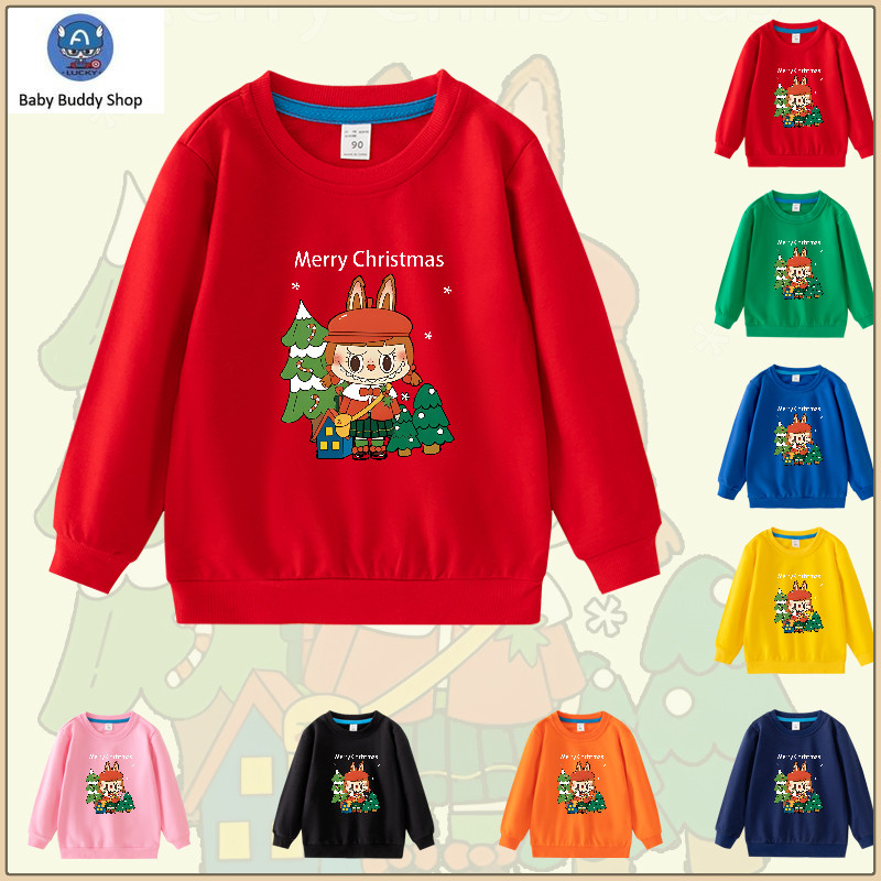 คริสต์มาส LABUBU เสื้อเด็กแขนยาวเสื้อกันหนาวผ้าฝ้าย 100% สําหรับเด็กชายและเด็กหญิง CY003