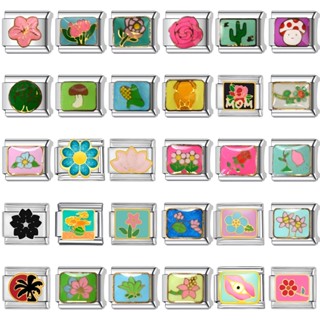 อิตาเลี่ยนโมดูลสร้อยข้อมือร้อนขายพืชรูปแบบไทเทเนียมเหล็กฟรี …