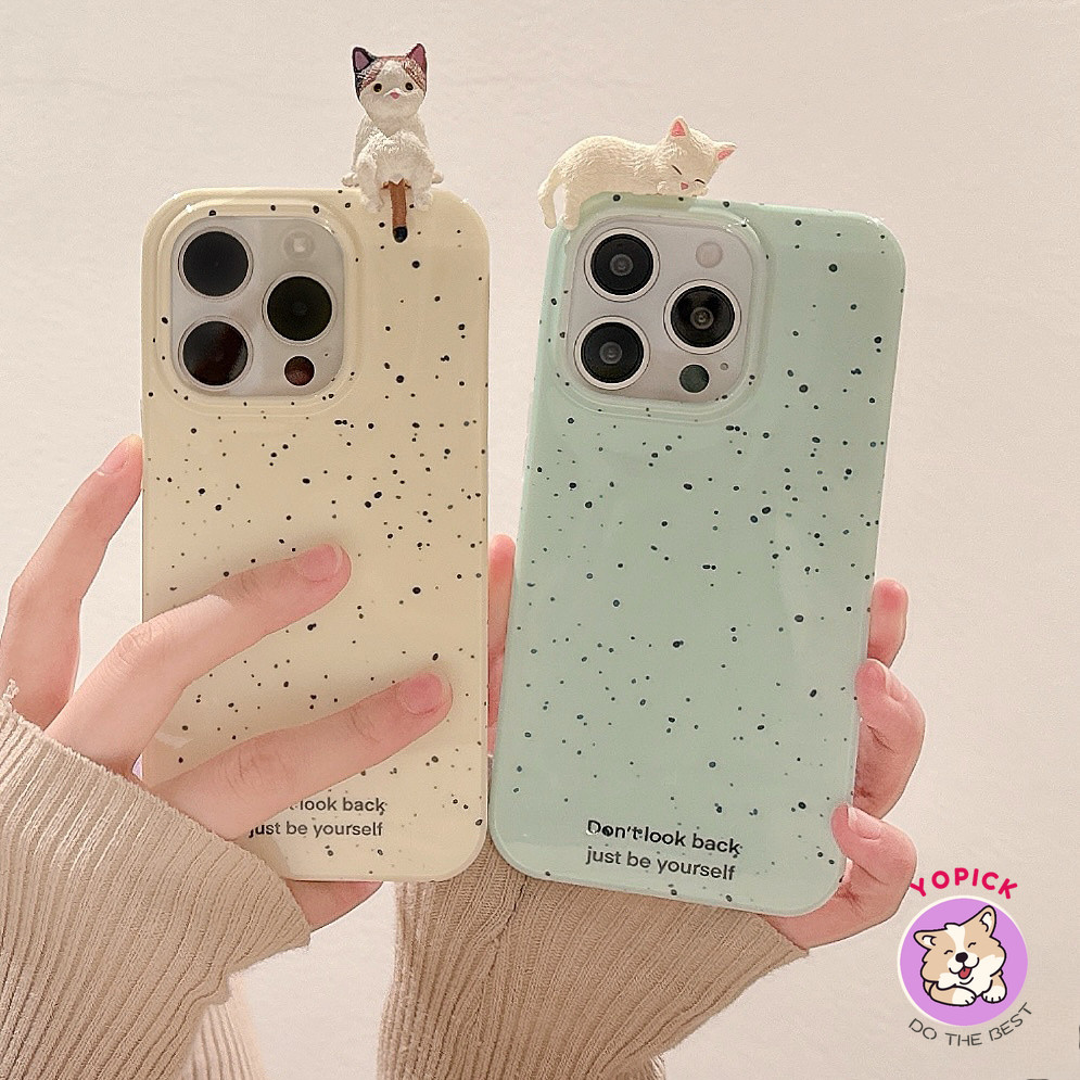 3d Cat สําหรับ iPhone 16 15Plus 14Pro เคสโทรศัพท์น่ารัก 11 12 13 Promax X XR Xsmax 7 8Plus 12 13mini ฝาครอบโทรศัพท์ซิลิโคนนุ่มกรณีการ์ตูนสไตล์เกาหลีคู่ใหม่ผู้ชายผู้หญิง ZBD