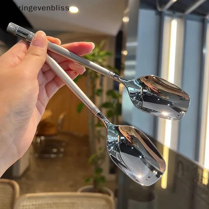 Springevenbliss Creative Long Handle ช้อนแขวนผนังสแตนเลสขนมหวานผสมไอศกรีมชากาแฟช้อนกวนช้อนบนโต๊ะอาหาร Springevenbliss