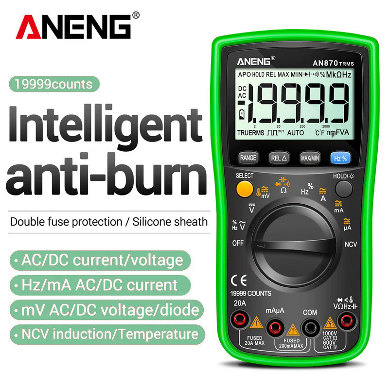 ANENG AN870 Digital Multimeter 19999 Counts True Rms Multimeters Transistor Tester Voltimetro Profes