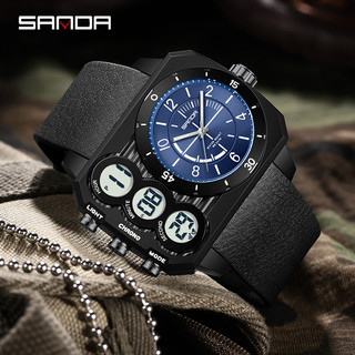 SANDA New Four Display Multifunctional Military Outdoor Waterproof Calendar Men's Watch SD6237-1