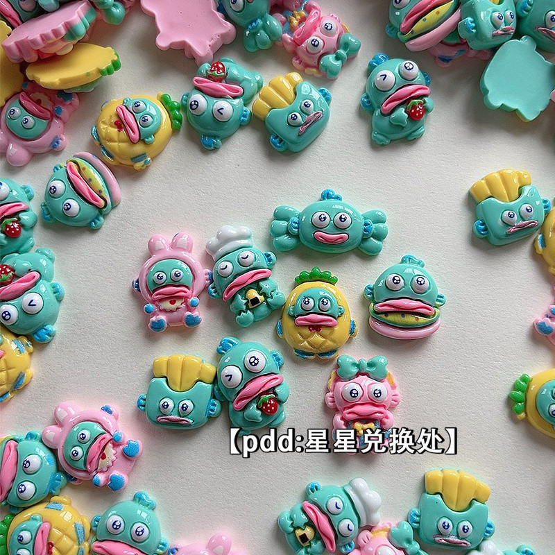 [100ในสต็อก] เครื่องประดับเรซินปลาการ์ตูนอุปกรณ์ DIY กิ๊บติดผมสามมิติ3มิติกาวครีมเคสโทรศัพท์มือถือรองเท้าหลุมวัสดุตกแต่งดอกไม้