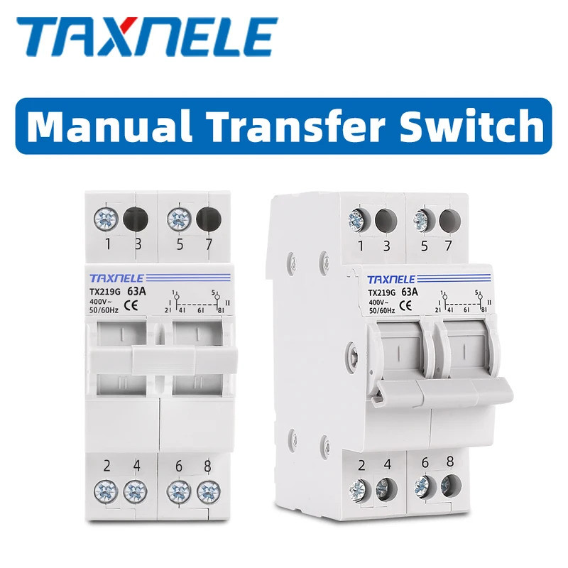 2P 40A 63A MTS Dual Power Manual Transfer Isolating Switch Interlock Circuit Breaker 230V 400V Modul