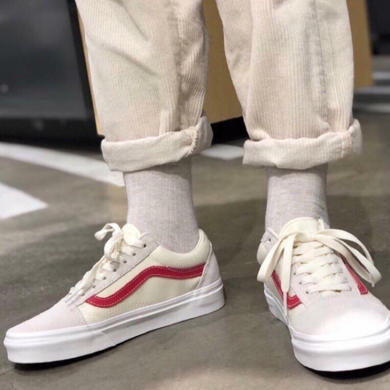 VANS Old Skool CLASSIC สีน้ำเงินสีดำสีแดงสีขาวผ้าใบตัดต่ำผู้ชายรองเท้าผู้หญิง