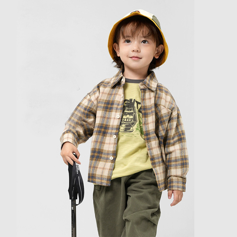 เสื้อเชิ้ตแขนยาวลายสก๊อตเด็กผู้ชาย U15165