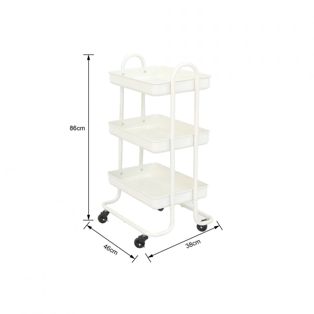 room_shop101 DELICATO รถเข็น 3 ชั้น รุ่น ASTRA-WHITE ขนาด 46x38x86 ซม. สีขาว