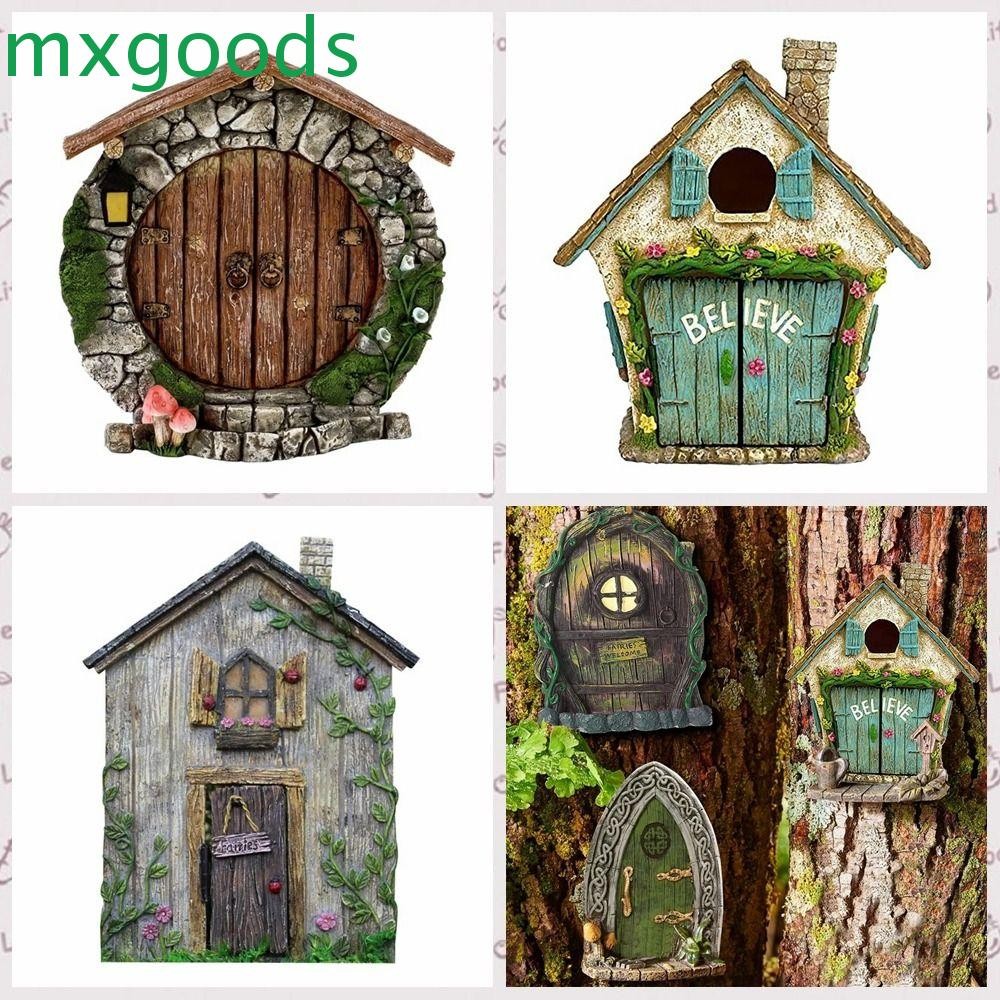 Mxgoods สวน ของจิ๋ว การออกแบบที่ไม่ซ้ําใคร เครื่องประดับประตูเทพนิยายวิเศษน่ารักประตูนิทานไม้คุณภาพสูงอุปกรณ์ตกแ