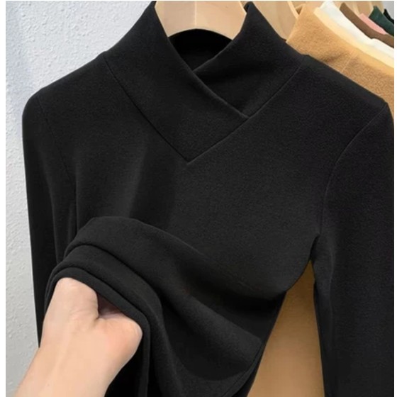 ️  [5 สี] เสื้อความร้อนแขนยาวคอปกไขว้มีสไตล์ของผู้หญิงฤดูใบไม้ร่วงฤดูหนาวสลิมฟิตเสื้อยืดพื้นฐานที่อบอุ่น
