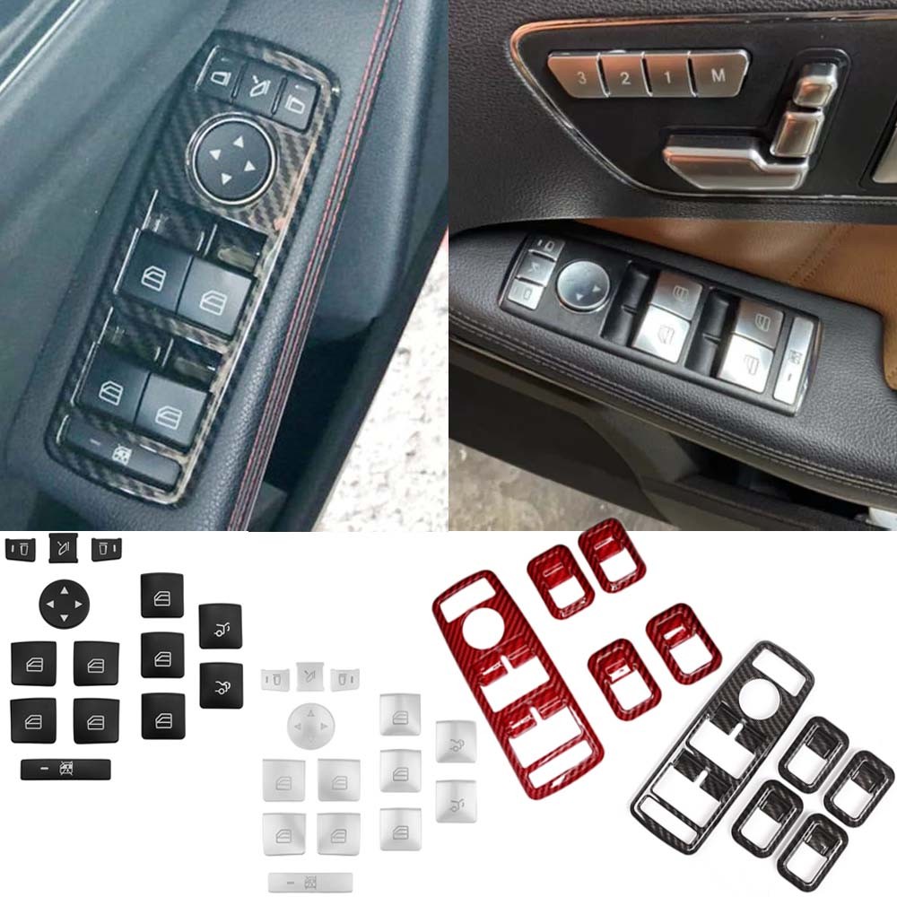 รถหน้าต่างปุ่มยกสติกเกอร์ Trim กรอบ Fit สําหรับ Mercedes Benz ABCEG GLE GLA CLA GLK Class W176 W246 W204 W212 W166