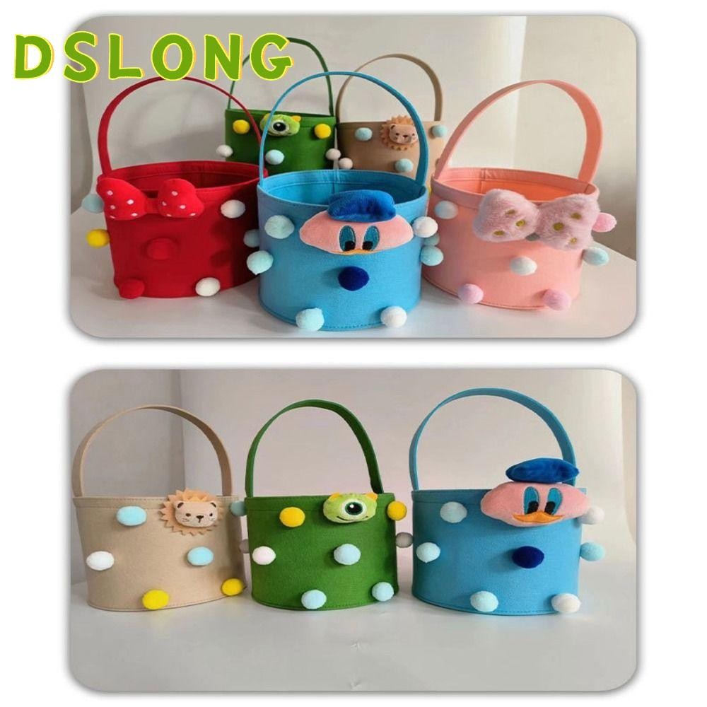 DSLONG กระเป๋าผ้าสักหลาด ทรงกลม ขนาดใหญ่ จุของได้เยอะ ลายการ์ตูนสัตว์น่ารัก สีแคนดี้ เรียบง่าย สําหรับคุณแม่ เดินทาง