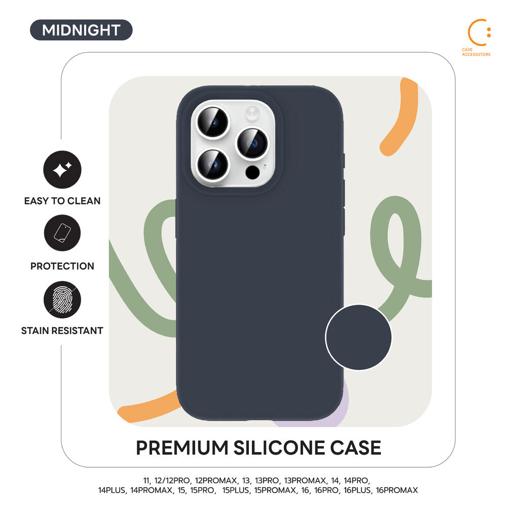Premium Silicone Case เคสไอโฟนซิลิโคนพรีเมียม (Midnight)