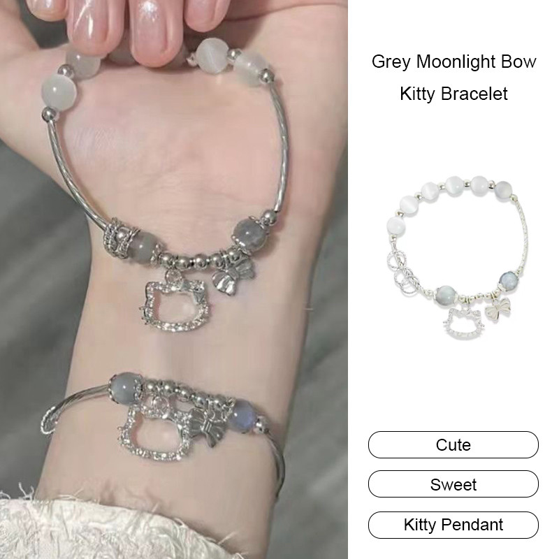 COD สร้อยข้อมือ Katie Grey Moonlight Bow,สร้อยข้อมือสำหรับคู่รัก,สร้อยข้อมือลูกปัดทำด้วยมือ-Lune ราคา ถูกที่สุด ดีลบีเคเค แกลเลอรีภาพที่ 2