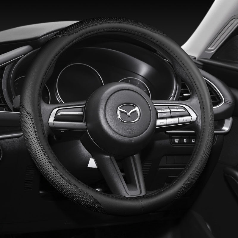 ฝาครอบพวงมาลัยหนังหนังวัวเหมาะสําหรับ Mazda 2 3 6 323 CX3 CX5 CX8 CX30 BT50