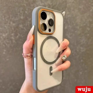 Wuju หรูหราแม่เหล็กไร้สายชาร์จโปร่งใสเคสโทรศัพท์สําหรับ iPhone 17 16 15 14 13 12 11 Pro Max Plus Air เคสโทรศัพท์ฝาครอบใส