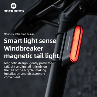 Rockbros จักรยาน IPX6 ไฟท้ายกันน้ํา Type-C ชาร์จสมาร์ทเบรค Sensing Magnetic ด้านหลัง MTB จักรยานเสือหมอบขี่จักรยานอุปกรณ์เสริม