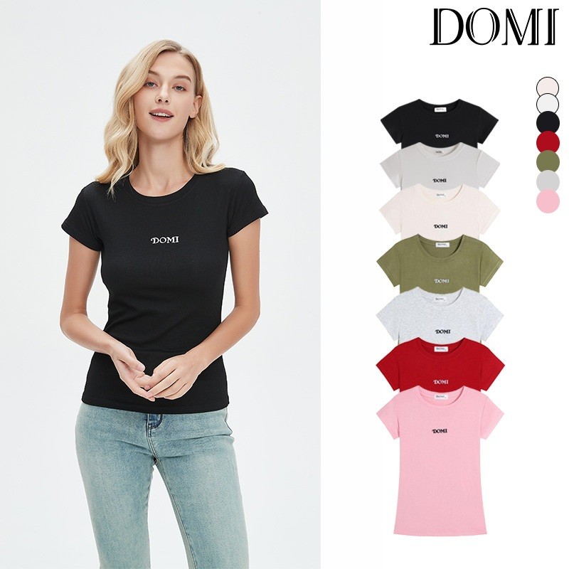 DOMI - (S-XL) -  Baby Tee  เสื้อยืดเบบี้ทีเเขนสั้น ทรงใหม่