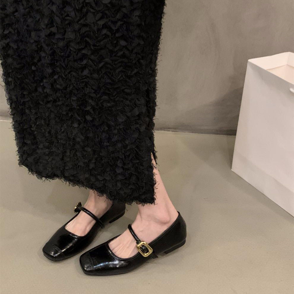 ผู้หญิงรองเท้าแบนสุภาพสตรีแฟชั่นรองเท้าหัวสี่เหลี่ยมปากตื้นน้ําหนักเบาแฟลตอเนกประสงค์ - รูปที่ 4