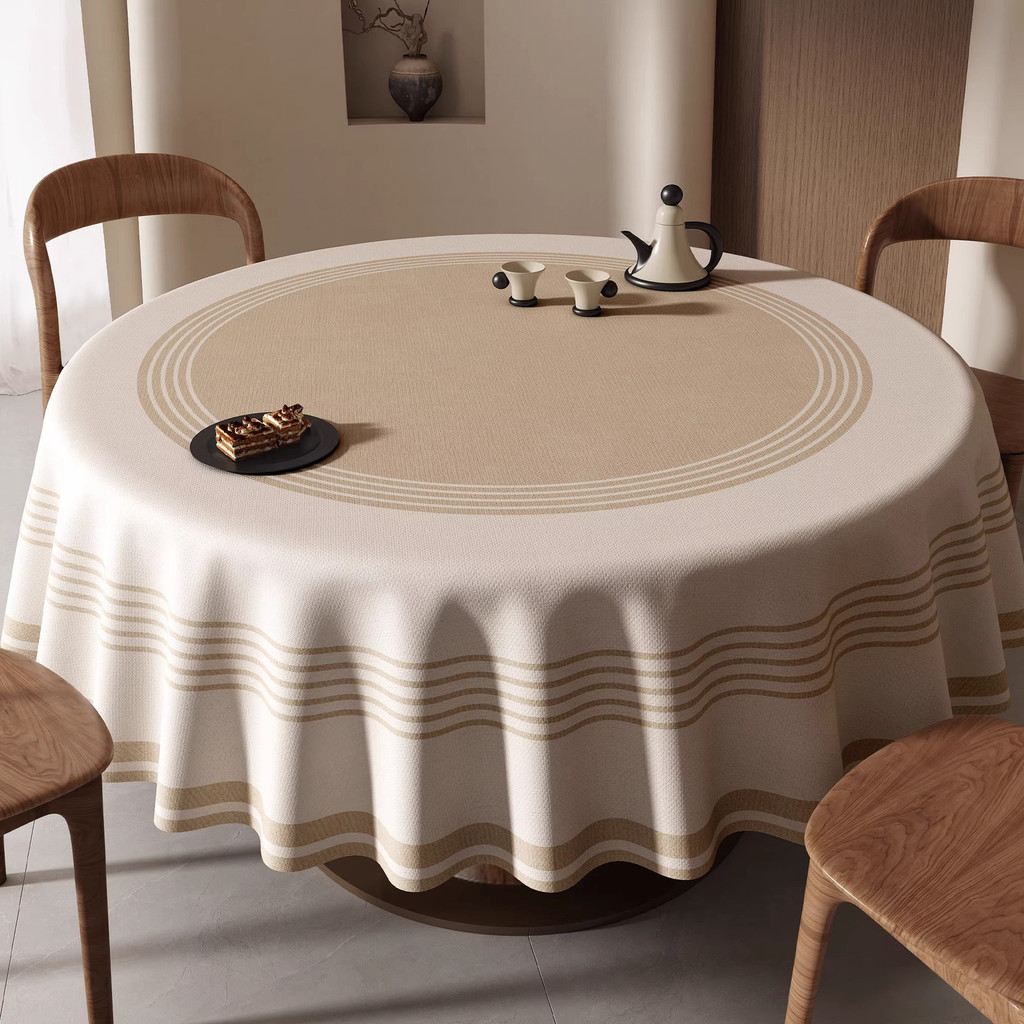 ผ้าปูโต๊ะทรงกลมสไตล์วาบิ-ซาบิ กันน้ำ กันน้ำมัน ทนความร้อน ไม่ต้องซัก ผ้าปูโต๊ะสำหรับโต๊ะอาหาร โต๊ะกาแฟ ผ้าคลุมโต๊ะกลม - รูปที่ 7