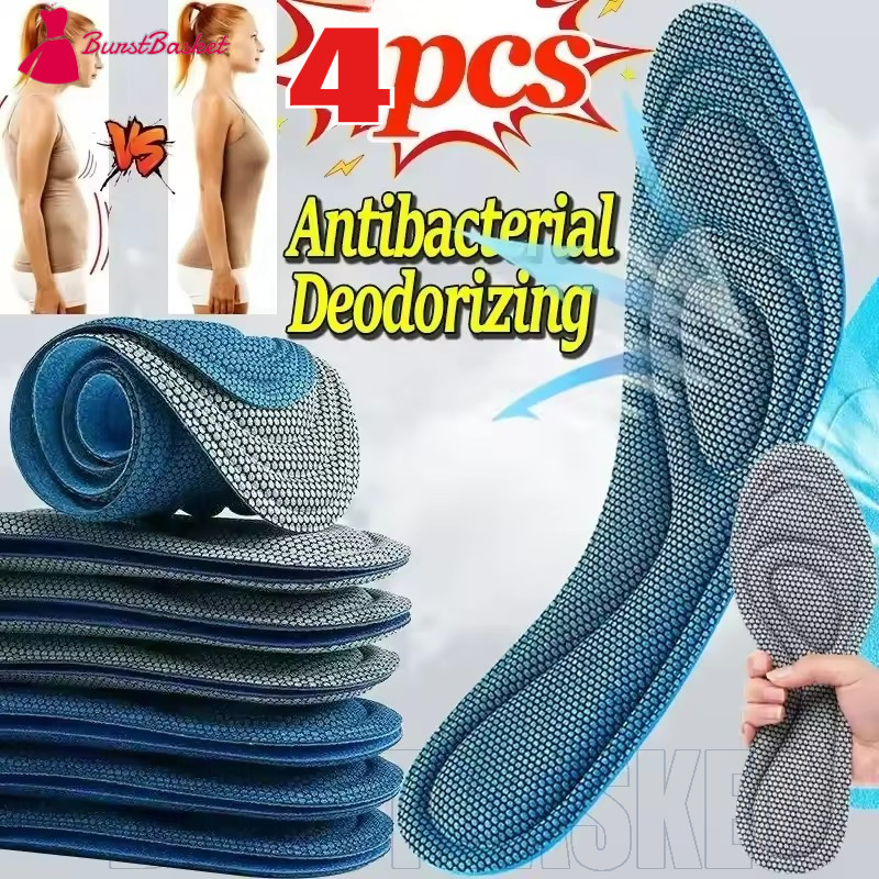 พื้นรองเท้าดูดซับแรงกระแทกระบายอากาศ, รองรับส่วนโค้ง 3D สําหรับกีฬา/รองเท้าลําลอง, Nano Antibiotic &