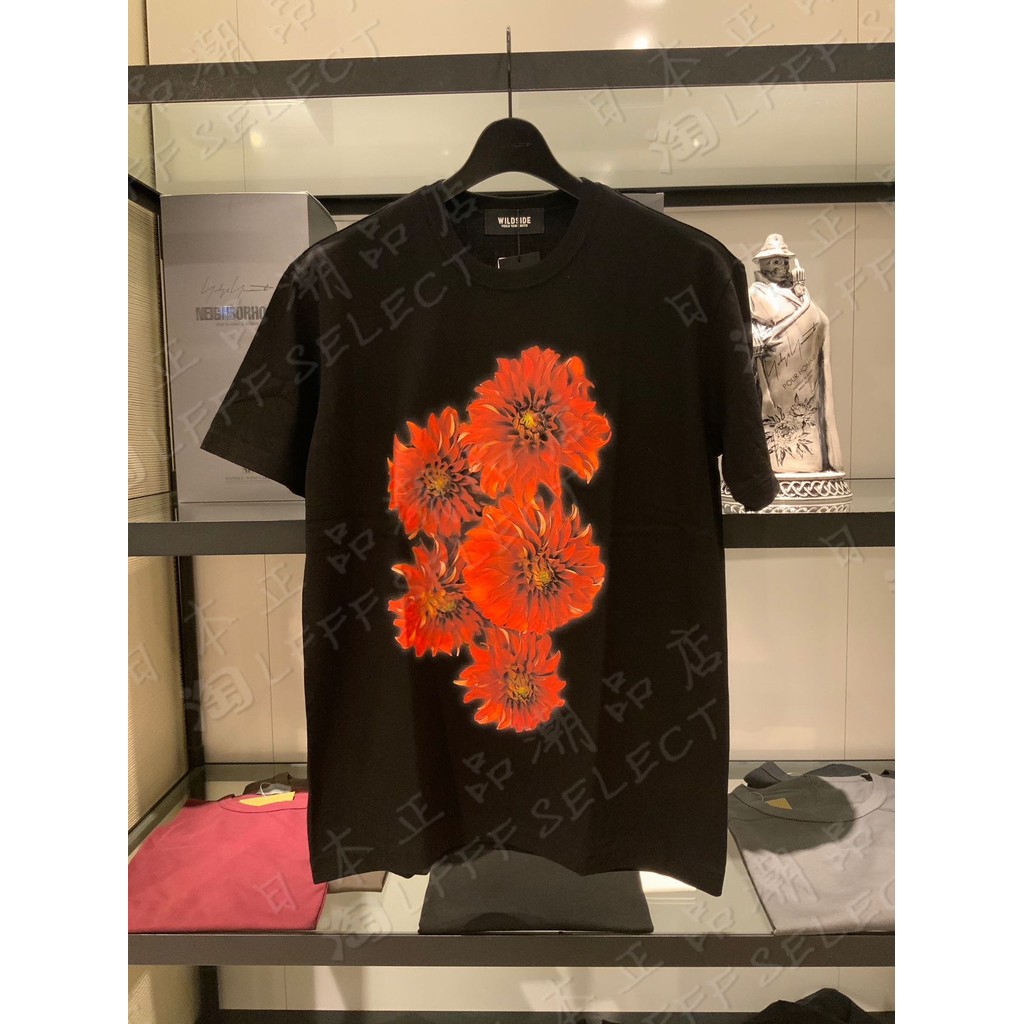 Yohji Yamamoto Yohji Yamamoto WILDSIDE INAZUMA เสื้อยืดแขนสั้นพิมพ์ลายดอกคําฝอย