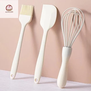 Myoloy 3 ชิ้นชุดเบเกอรี่ซิลิโคนเกรดอาหารทนความร้อนครีม Scraper เครื่องตีไข่จาระบีแปรงครัวเค้กเบเกอรี่เครื่องมือ TH