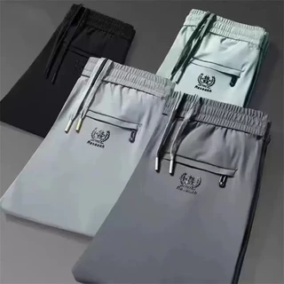【Fashion】กางเกงผ้าไหมน้ำแข็งพิมพ์ลายแมงมุมสำหรับผู้ชาย ปี 2026 ใส่สบายและโดดเด่น