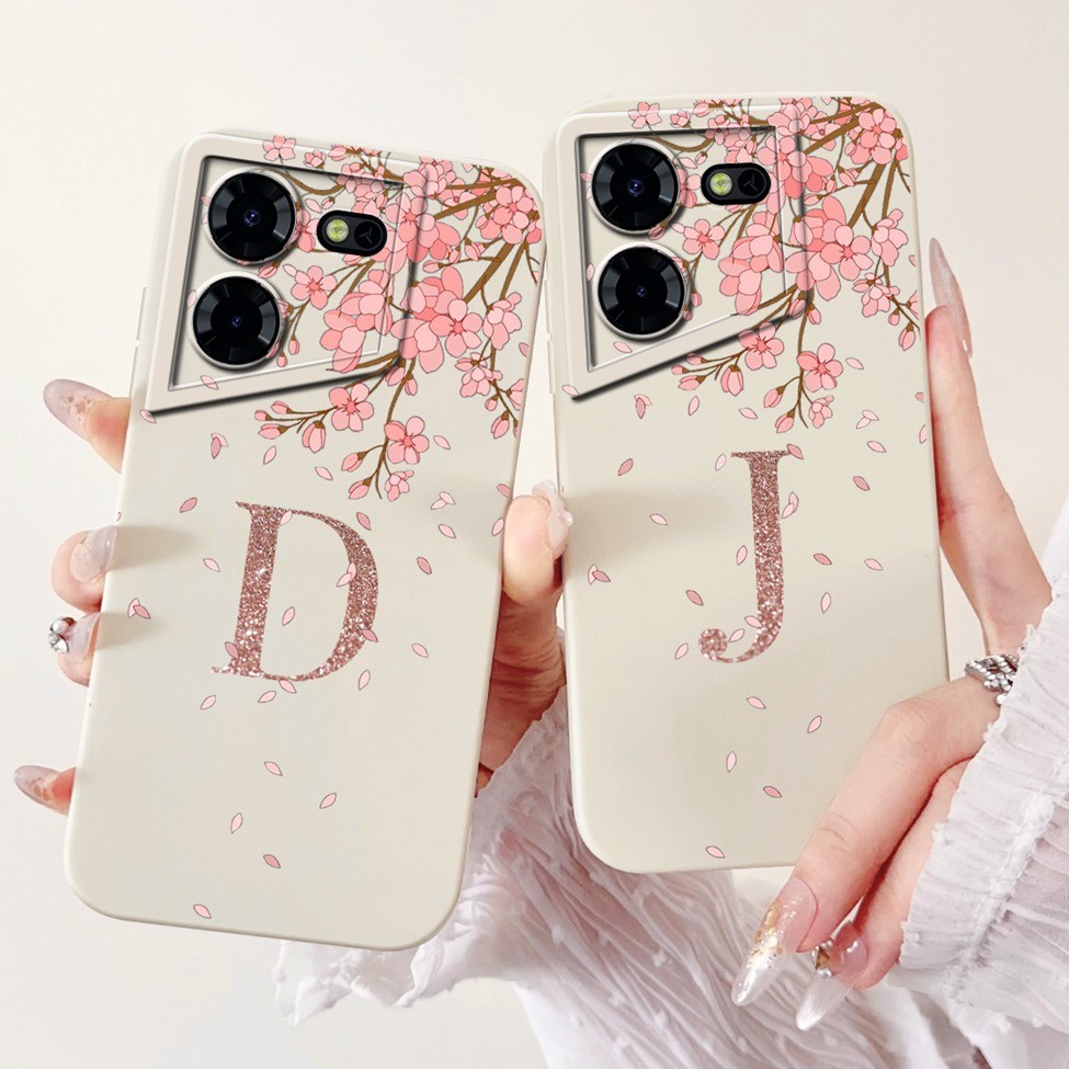 Tecno Pova 5 Pro Case LH8n Luxury Aesthetic AZ ตัวอักษรแฟชั่นดอกไม้ซิลิโคนฝาครอบ Techno Pova 5 Pro เ
