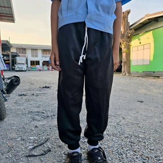 กางเกงวอร์มเด็ก สีดำ ไม่มีแถบ ขาปล่อย และขาจั้ม เด็กผู้ชาย เด็กผู้หญิง ออกกำลังกาย Sport กีฬา