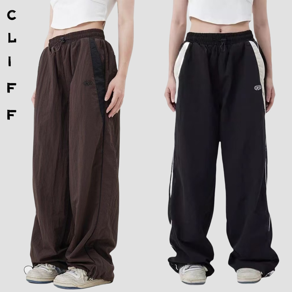 CLIFF สไตล์อเมริกันวินเทจ กางเกงลำลอง กางเกงกีฬา Oversize กีฬาลำลอง หลวมใส่สบาย