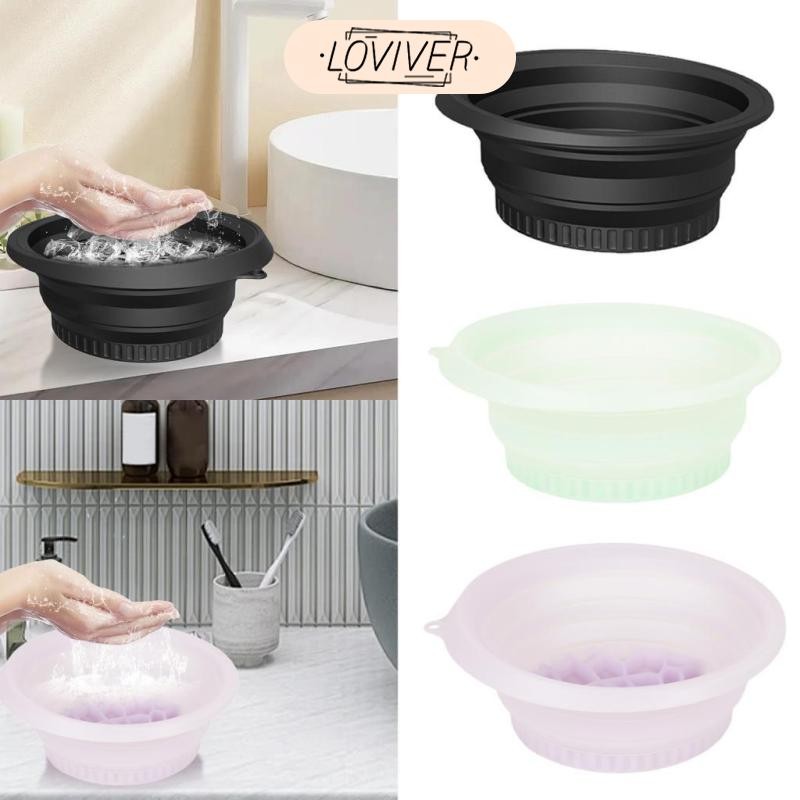 LOVIVER อ่างล้างหน้าแบบพับได้อ่างเครื่องดื่มน้ําแข็งรอบถังเก็บมัลติฟังก์ชั่พับจานถังน้ําแข็งสําหรับบ้าน รถบ้าน เดินป่ากลางแจ้ง