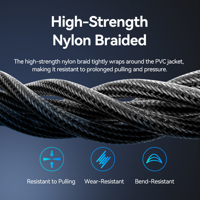 Vention TRS 3.5 มม. ชายเป็น TS 6.35 มม. สายสัญญาณเสียงชายในอลูมิเนียมอัลลอยด์พร้อมปลอกถักไนลอน