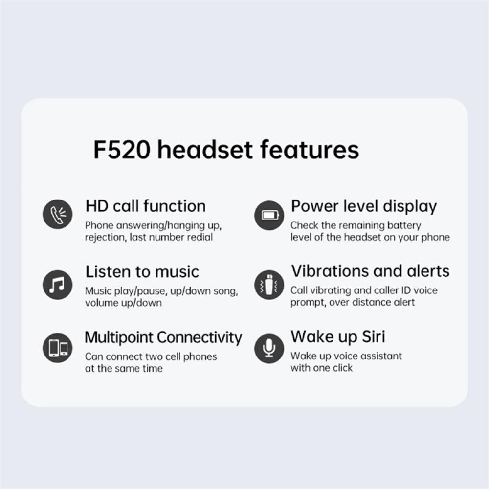 FFY F520 หูฟังไร้สายบลูทูธแบบพับเก็บได้ Auricular Lavalier Clip On ชุดหูฟังสําหรับ One Ear Hand Free