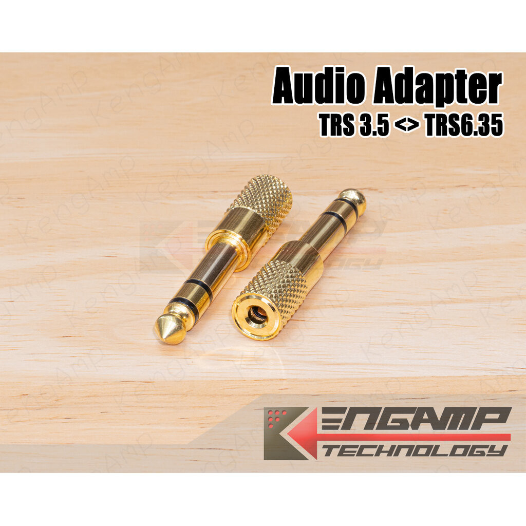 (1ตัว) [PJ] แจ็คแปลง Audio Adapter TRS3.5 <> TRS6.35 รุ่นเหล็กชุบทอง