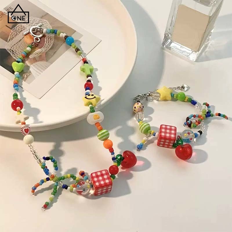 COD❤️สร้อยคอลูกปัดโบว์สีแคนดี้Y2Kสไตล์รีสอร์ทโซ่ไหปลาร้าสุดเท่หวานเครื่องประดับสำหรับผู้หญิง-a.one ราคา ถูกที่สุด ดีลบีเคเค แกลเลอรีภาพที่ 5