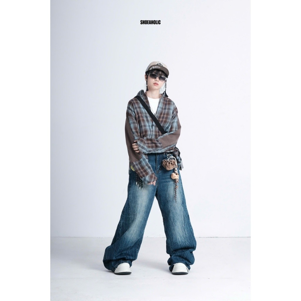(URBAN HEAT) SUEDE OVERSIZE STREETSTYLE UNISEX เสื้อแขนยาว FLANNELS SHIRT