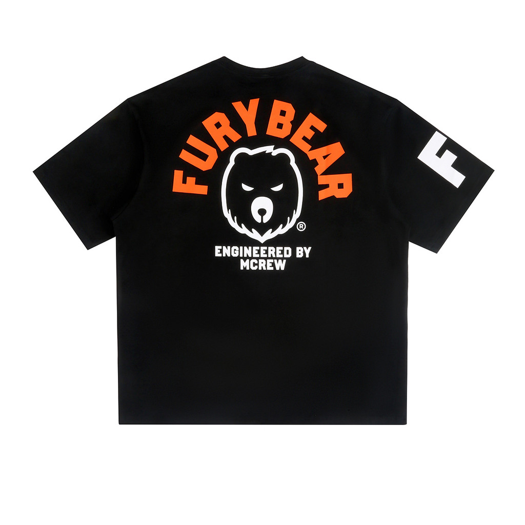 ผ้าฝ้าย 100% MCREW FURYBEAR Series เสื้อยืดรุ่นหลวม Angry Bear