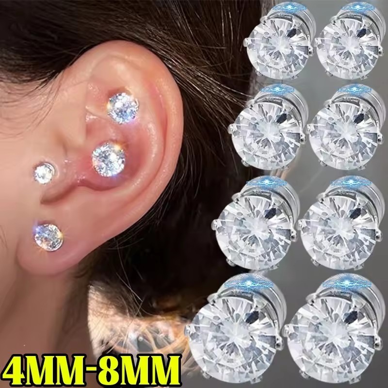แฟชั่นคริสตัลแม่เหล็กคลิปบนต่างหูคริสตัลปลอมหูกระดุมไม่เจาะเครื่องประดับของขวัญสําหรับผู้ชายผู้หญิงแฟชั่นอุปกรณ์