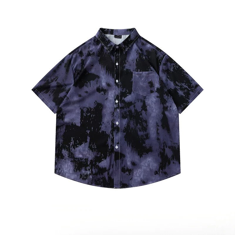 เสื้อแขนสั้นผู้หญิง ลายไล่ระดับสี ลายดอกไม้ ทรงหลวม