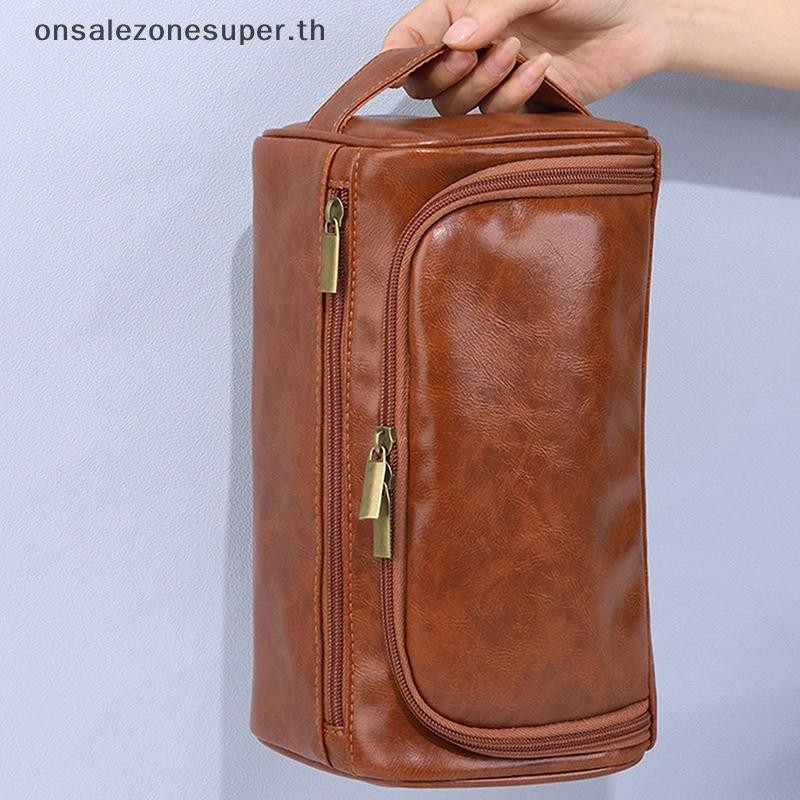 Ons Men Vintage Luxury Toiletry Bag Travel Essential Business Cosmetic Makeup Cases Male Hanging Storage Organizer Wash Bags ที่