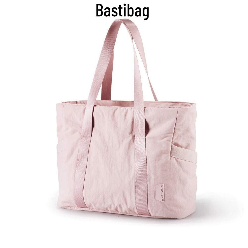 BASTIBAG Tote bag กระเป๋าสะพายผ้าไนลอนแล็ปท็อป เสื่อโยคะสีทึบ กระเป๋าใต้วงแขนความจุขนาดใหญ่